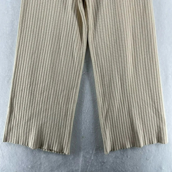 J.ING Wide Leg Pants Womens Sz XS-S Cream Ribbed Loose High Rise Stretch Knitted - Picture 8 of 11